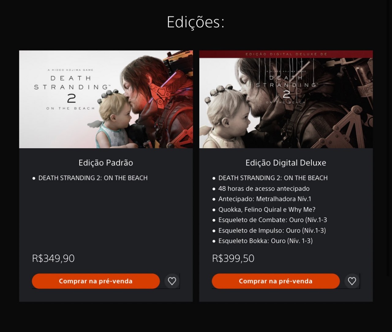Preços Death Stranding 2